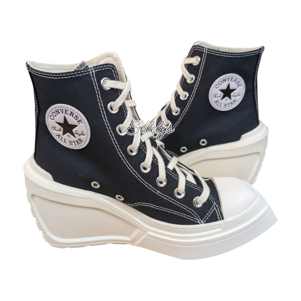 Converse Chuck 70 De Luxe Wedge Platform Black Egret Canvas Sneaker Womens 7.5